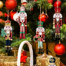 12 Pcs Nutcracker Soldiers Wooden Christmas tree Decorations Xmas Hanging Decor