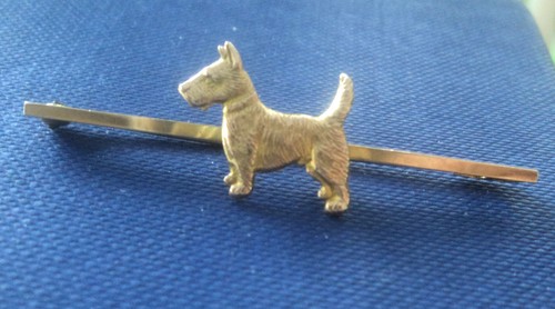 Gold dog brooch - brooch, pin
