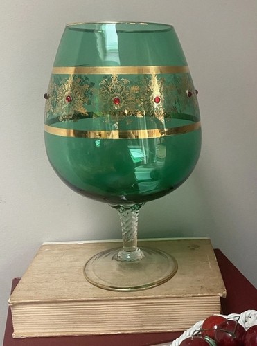 Vintage art glass goblet - vintage,
