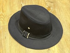 Mens M&Co Cotton / Viscose Navy Blue Fedora Style Wide Brim Hat Size S /M