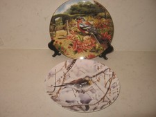2 x  BIRD  PLATES   -  CHAFFINCH & AZALIA  & A WATCHFUL EYE  -  WEDGWOOD