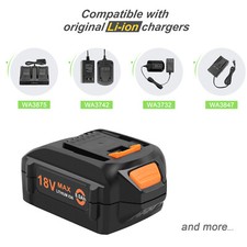 18V/20V 8AH Battery/Charger for Worx WA3512.1 WA3520 WA3525 WA3575 WA3595 WA3596