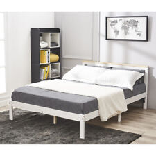 Simple White/Wood Double Bed