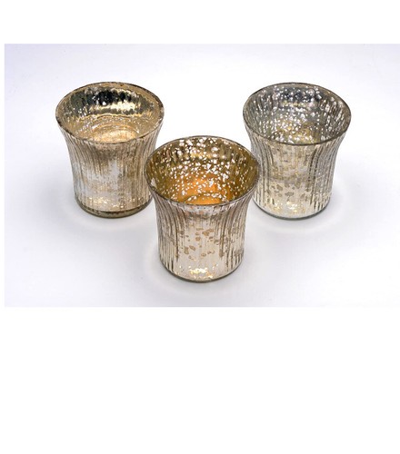 Silver mercury glass tea light - glass,