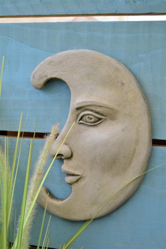 Moon wall plaque stone garden - plaque,