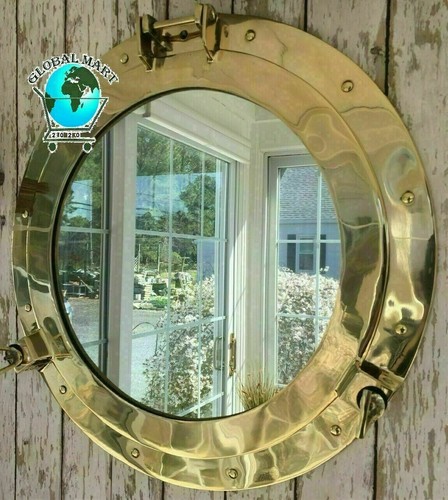 Brass porthole mirror - brass,