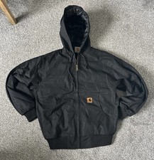 Carhartt Reworked Black Hooded Zip Up Work Jacket - Active Jacket Size Medium M