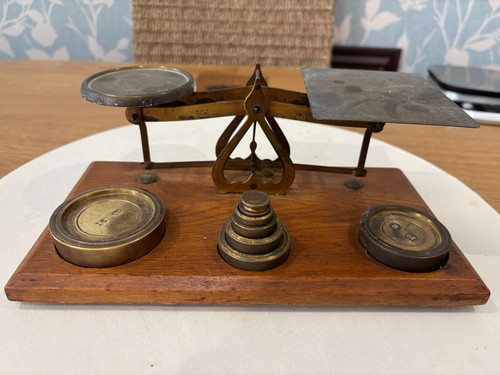 Vintage brass wood postal or - &,