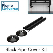 2 x 15mm Black Radiator Pipe Sleeves & Collars Set Pipe Rad Snap Kit