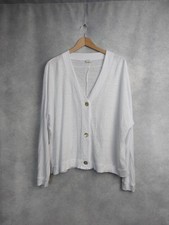 POETRY CARDIGAN SIZE 18 WHITE LINEN KNIT V NECK. FEATURE BUTTONS. EXCELLENT