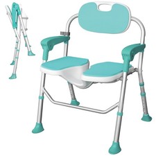Folding Shower Chair with Arms & Back 350lb Adjustable Non Slip Seat for Elderly