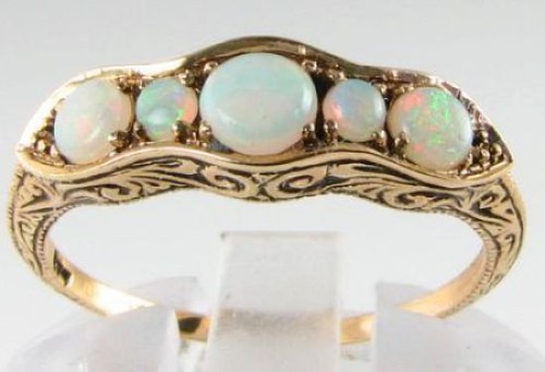 9ct gold opal half eternity - half,