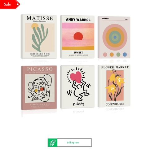 Set framed abstract wall - of, 6