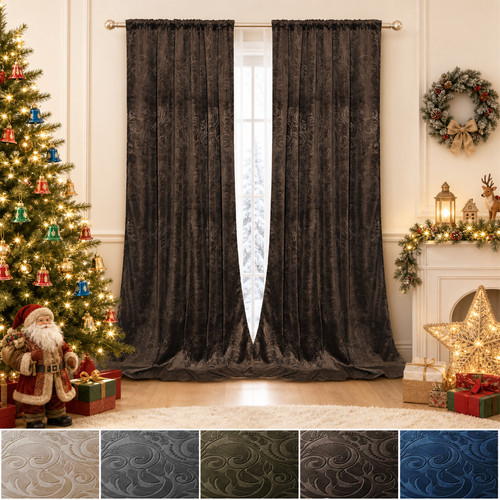 2pcs crushed velvet curtains - crushed,