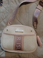 River Island natural stone pink canvas monogram shoulder crossbody bag bnwt
