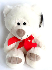 Cute Little Teddy Bear - With Red Heart & Ribbon Round Neck - 22cm - Brand New