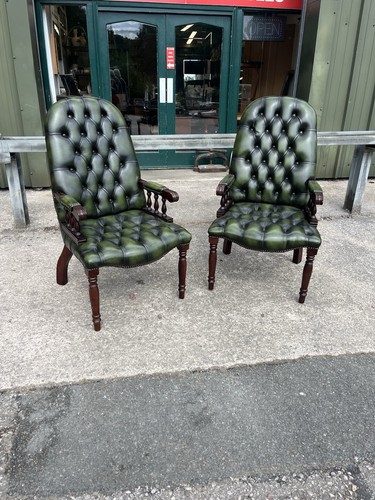 Pair green leather - pair, of