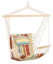 Hanging Hammock Chair Thick Rope Frame Safe Wide Seat Indoor Outdoor Stripe