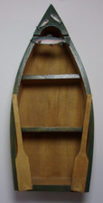 Vintage Wooden Fishing Row Boat 15 Inch Decorative Hanging Shelf