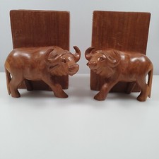 Water Buffalo Bookends Carved