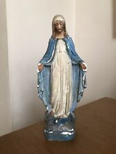 Antique Vintage Virgin Mary Chalkware Plaster Figure Standing Serpent Circa 1900