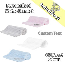 Personalised Embroidered Baby Blanket - Custom Name Girl Boy New Born Gift