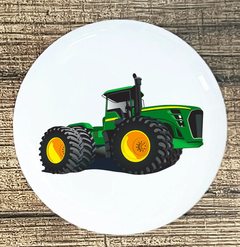 Big green farm tractor - tractor, white
