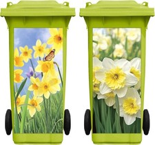 Nezyo 2 Sheets Wheelie Bin Stickers Flowers Self Adhesive Dustbin Sticker