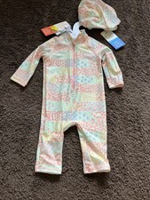 BNWT TU Baby Girls 3-6 Months UPF 40+ Swimsuit & Hat
