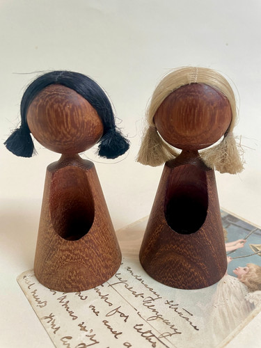 Pair novelty girl vintage wood - novelty,