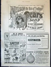 Antique Old Print 1897 Nelson Pears Soap Carter Chairs Dunlop Tyres Gsmith 19th