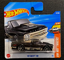 HOT WHEELS  - 'HOT TRUCKS' - '67 CHEVY C10 - BLACK - SHORT CARD  (G)