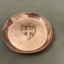 ANTIQUE J.S & S SANKEY COPPER DISH WITH COAT OF ARMS 12cm