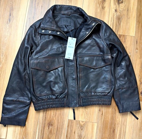 Zara leather jacket small 100 - leather,