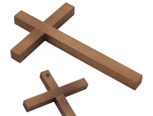 Large brown beech wooden cross