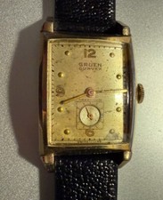 Gruen Curvex Precision Gents Watch 17J Swiss 370-597 10KYGF 1940's Vintage