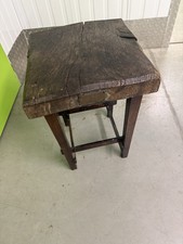 Antique 19th Century Elm Continental Butchers Block Louvain