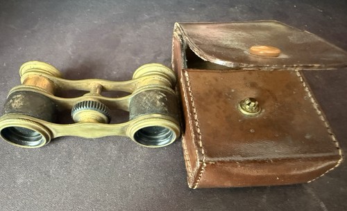 Antique brass leather opera - &,