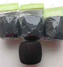 New 4 X 50g balls Black Twilley’s Of Stamford Lyscordet 100% Mercerised Cotton 