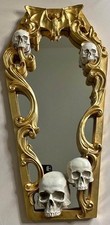 TK Maxx CHRISTIAN SIRIANO '24 Gold Coffin Shaped Mirror Skulls Bat Halloween