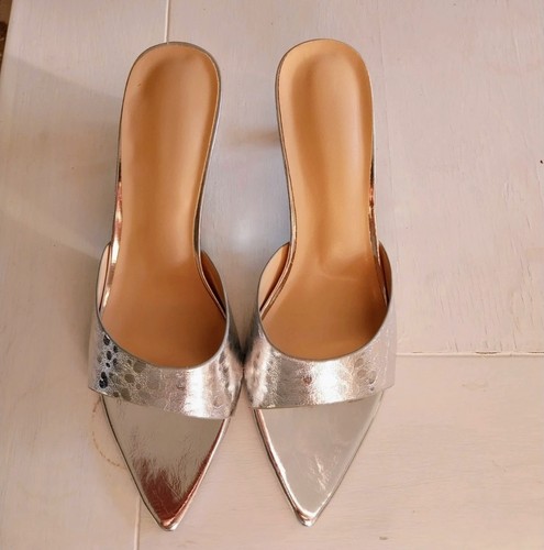 Silver pointy toe shoes - silver, 8
