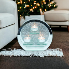 SERENA'S round Crushed Diamond Crystal Tealight Candle Holder Clear Silver Mirro