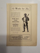 The Sporting Life Newspaper Baseball Trap Shooting 1902 Advertisement RARE!