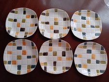 Set, Six side Plates Mosaic by Jessie Tait Midwinter Style Craft Staffordshire .