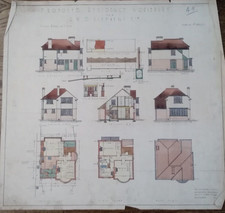 1927 Architect Hand Drawn Plan WORLEBURY Weston-S-Mare ART DECO HOUSE Original
