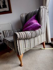 Wing Back Chair Velour Stripe