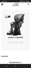 Britax Romer child bike seat jockey 3 comfort black/grey 9-22kg