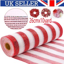 Red White Candy Cane Deco Mesh