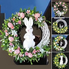 Funny Easter Wreath with Colorful Eggs Spring Door Wall Acrylic Flat Print Decor