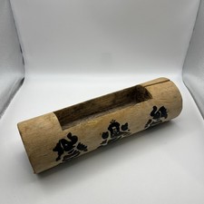 Handcrafted Bamboo Art Elephant Carving with Script & Center Cut-Out Design